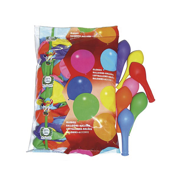 Globos clásicos 22 cm 100 u. surtidos