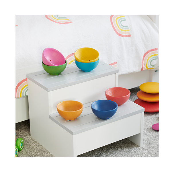 Bol heurístico madera arcoíris Ø92 mm. Set de 7