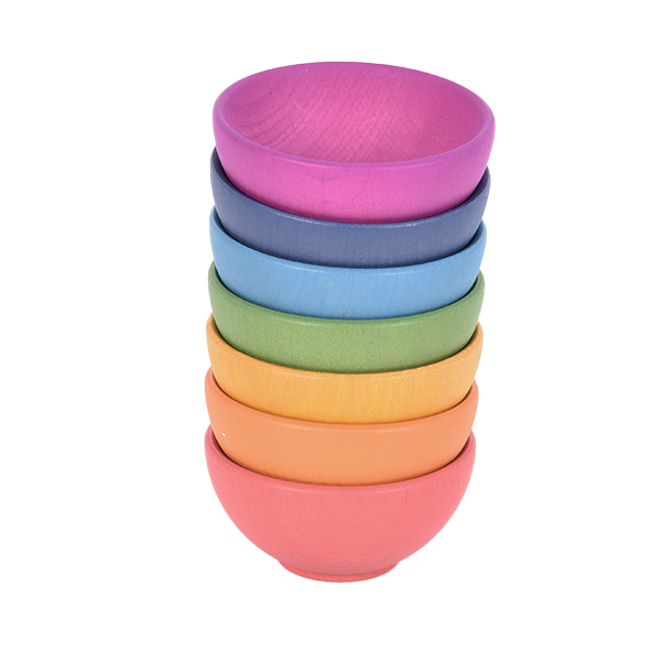 Bol heurístico madera arcoíris Ø92 mm. Set de 7