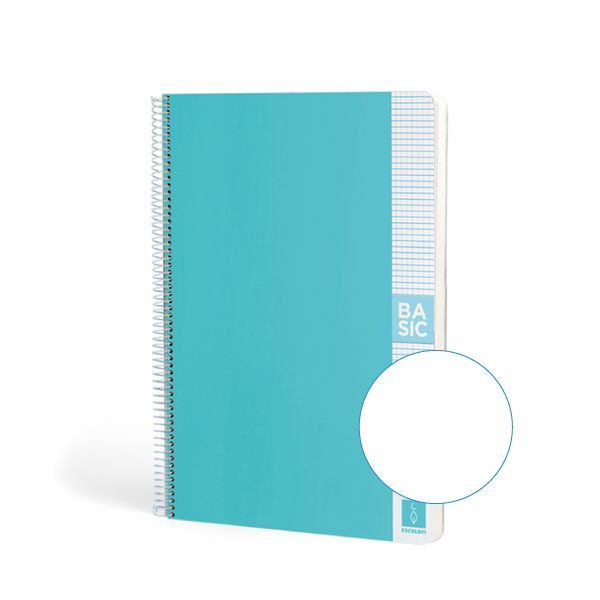 Cuaderno Escolofi Basic A4 80 h. 80 g Liso Azul Turq.