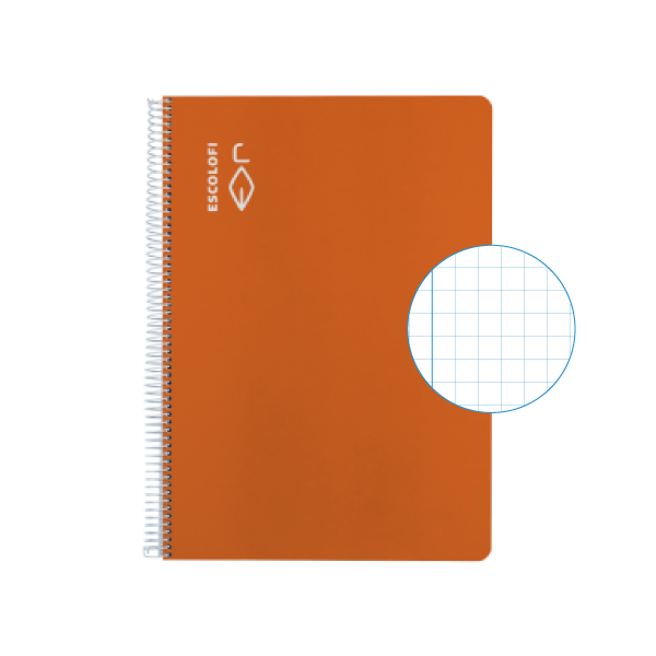 Cuaderno Escolofi f° 50 h. cuadrícula 4x4 margen Naranja