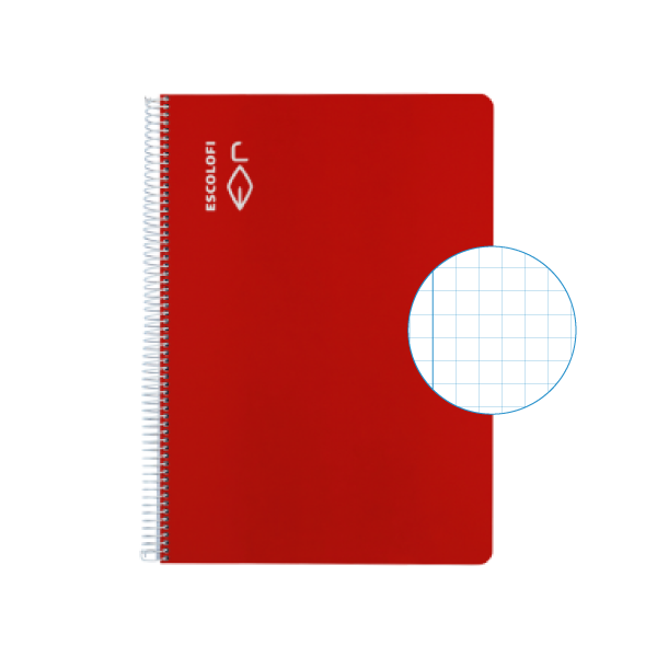 Cuaderno Escolofi f° 50 h. cuadrícula 5x5 margen Rojo