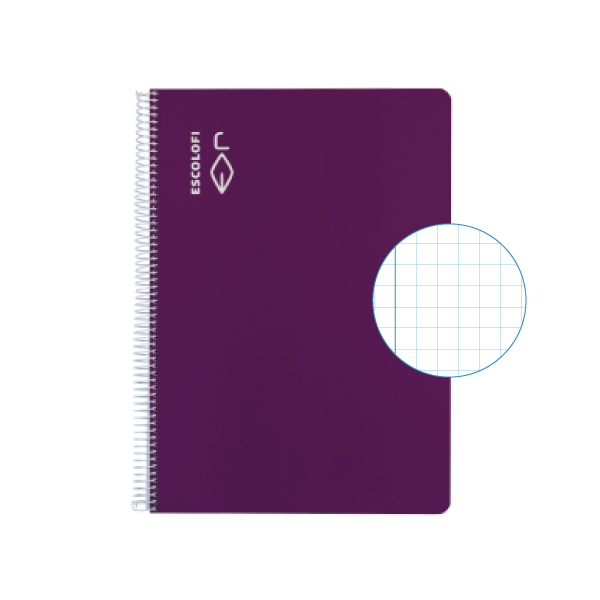 Cuaderno Escolofi f° 50 h. cuadrícula 5x5 margen Violeta