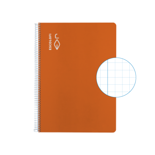 Cuaderno Escolofi f° 50 h. cuadrícula 8x8 margen Naranja