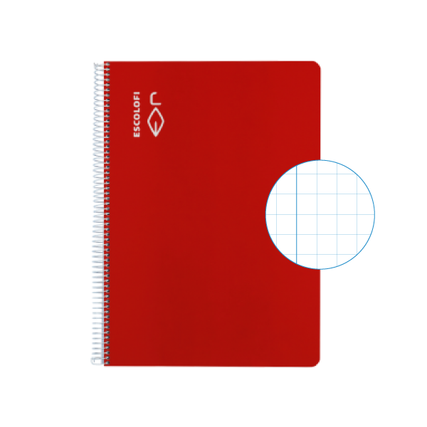 Cuaderno Escolofi f° 50 h. cuadrícula 8x8 margen Rojo