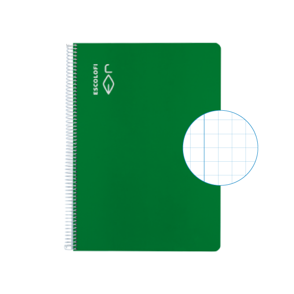 Cuaderno Escolofi f° 50 h. cuadrícula 8x8 margen Verde