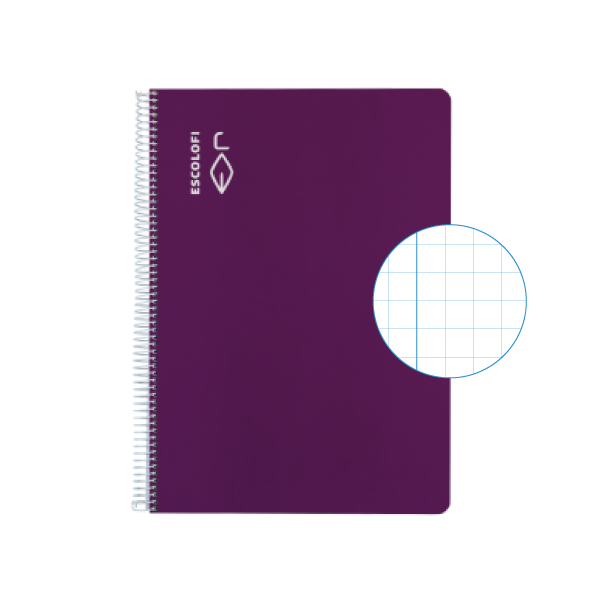 Cuaderno Escolofi f° 50 h. cuadrícula 8x8 margen Violeta