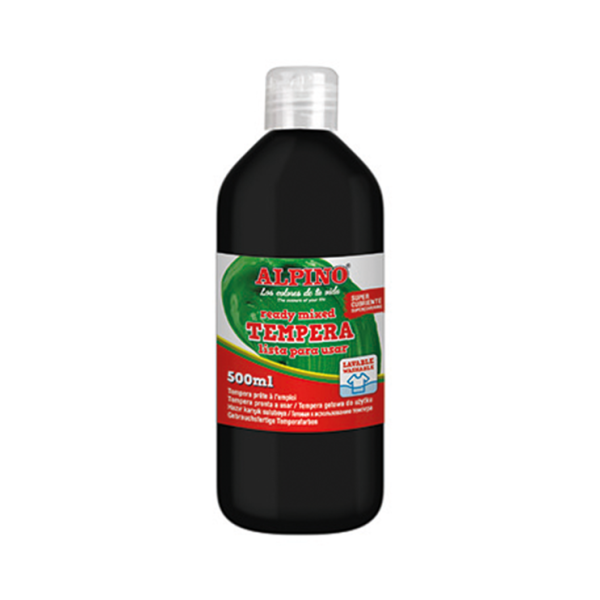 Témpera superlavable Alpino 500 ml Negro
