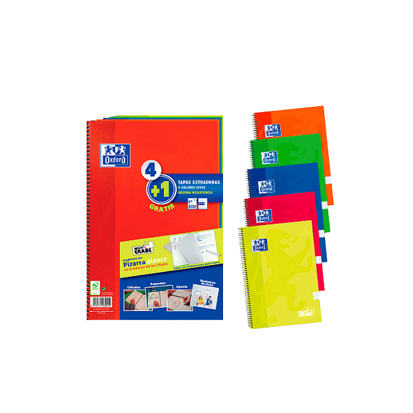 Cuaderno Oxford tapa extrad. Vivos. Pack 4 + 1