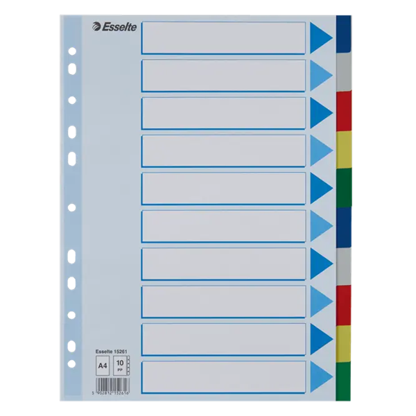 Separadores A4 carátula/indice. Juego 10 u.