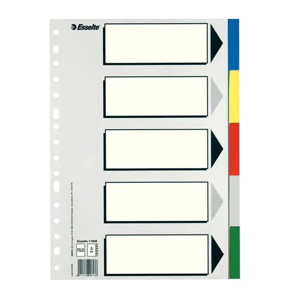 Separadores ECO folio Esselte. Juego 5 u.