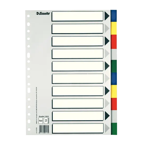 Separadores ECO folio Esselte. Juego 10 u.