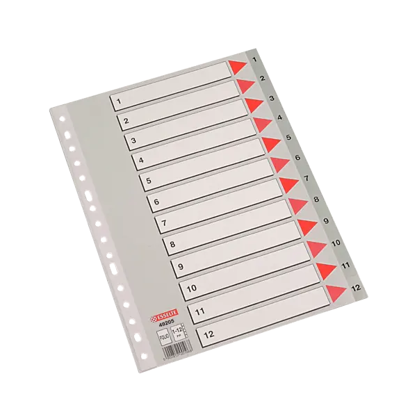 Indices numéricos 1-12 folio pp. Esselte