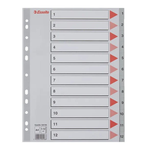 Indices numéricos 1-12 A4 pp. Esselte