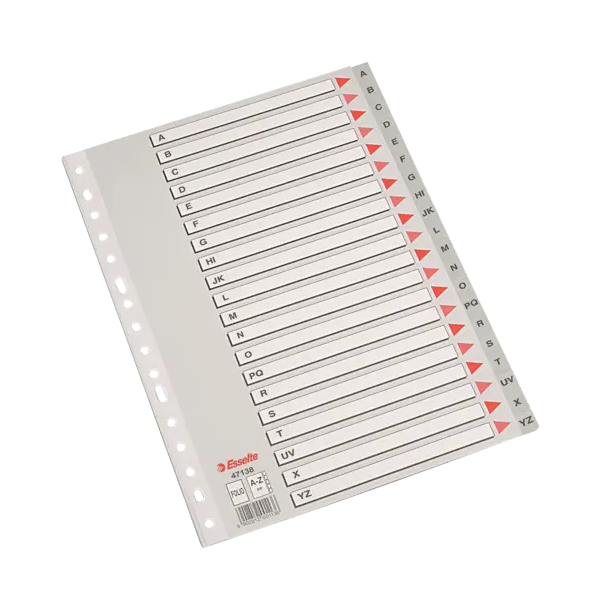 Indices abecedario A-Z  folio pp. Esselte