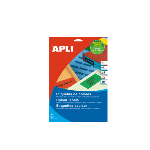 Etiqueta adhesiva colores Apli A4