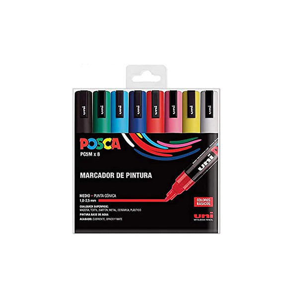 Rotulador Uni posca PC-5M. Estuche 8 u.