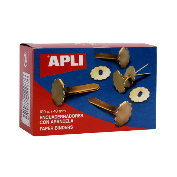 Encuadernadores metál. Apli con arandela 40 mm 100 u.