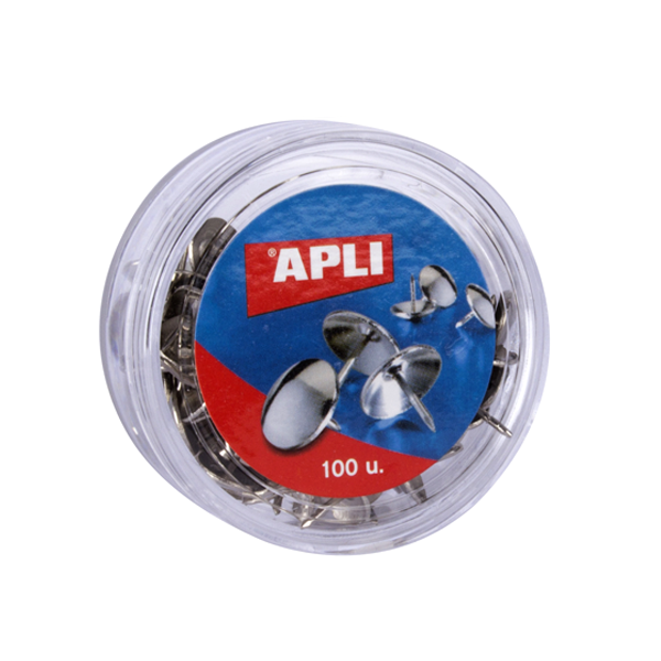 Chinchetas niqueladas Apli 10 mm. Caja 100 u.