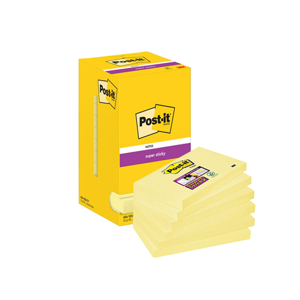 Post-It súper sticky 76x127 mm. Pack 12 tacos