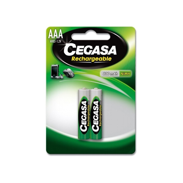 Blíster 2 pilas Cegasa recargables AAA HR03 800 mAh