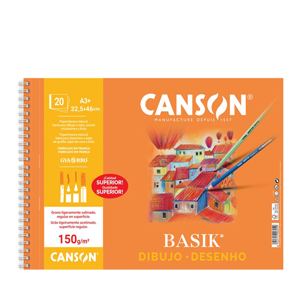 Bloc dibujo A3+ 20 h liso Canson Basik