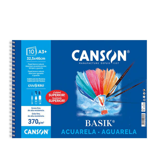 Bloc acuarela A3+ 10 hojas Canson Basik