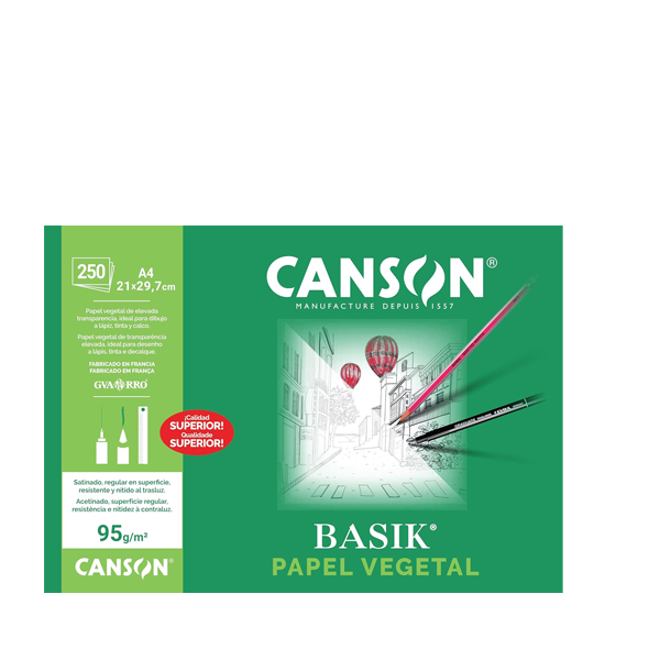 Papel vegetal A4 Canson Basik. Caja 250 h.