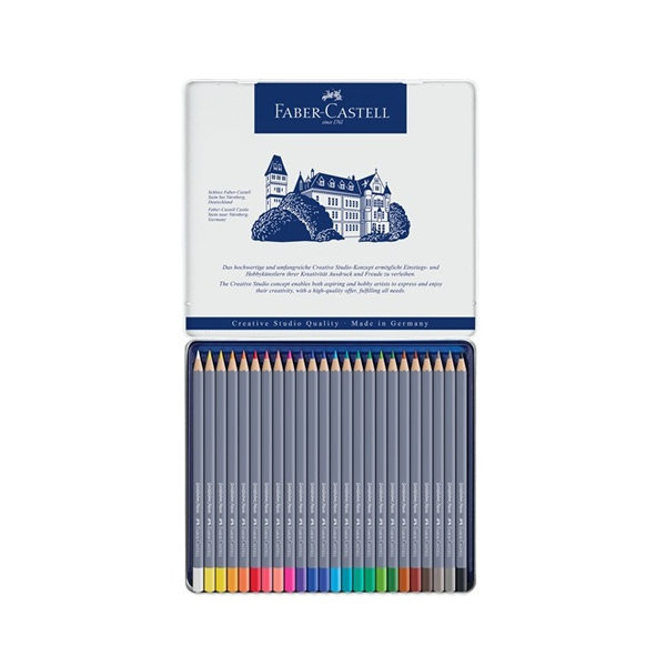 Lápices acuarelables Goldfaber Aqua. Estuche metal Caja 24