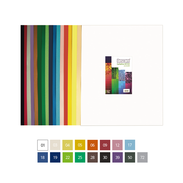 Cartulina Descom color. 50x65 cm Pack 25 h.