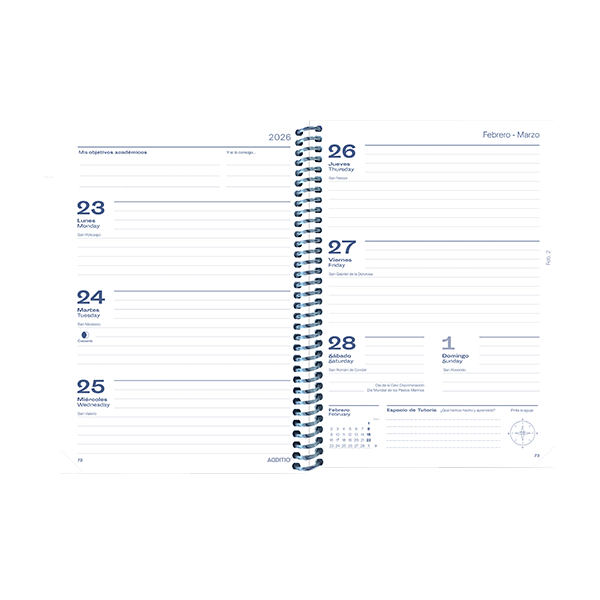 Agenda Meridian semana vista primaria Adittio A5