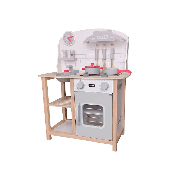 Cocina de madera con 8 utensilios