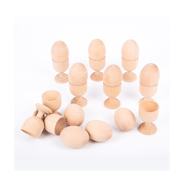 Conjunto 10 huevos madera 65 mm.