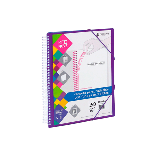 Carpeta multif. espiral A4 Remove 30 h. Violeta