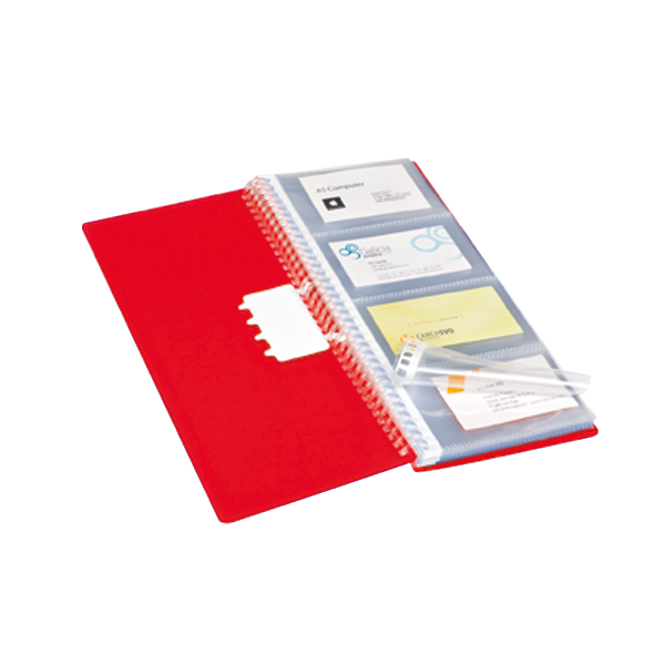 Tarjetero 31x14 cm espiral fundas extraíbles Rojo