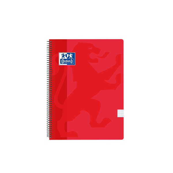Cuaderno Oxford tapa plást. f° 80 h. 90 g. 4x4 Rojo