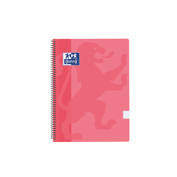 Cuaderno Oxford tapa plást. f° 80 h. 90 g. 4x4 Rosa