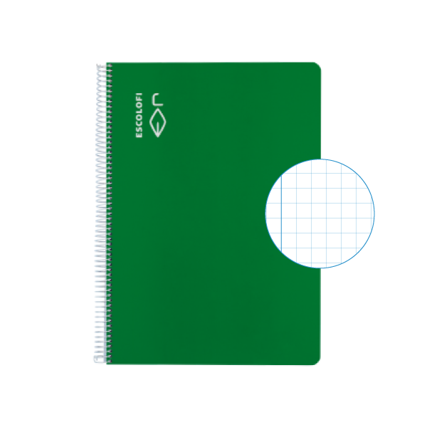 Cuaderno Escolofi f° 50 h. cuadrícula 4x4 margen Verde
