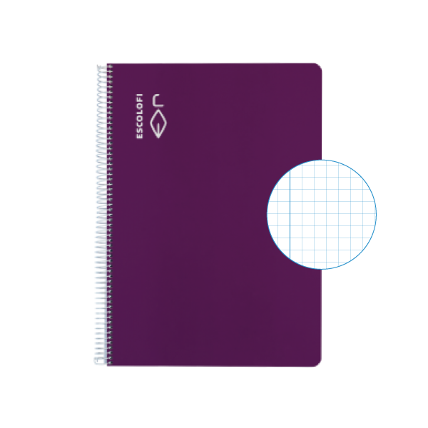 Cuaderno Escolofi f° 50 h. cuadrícula 4x4 margen Violeta