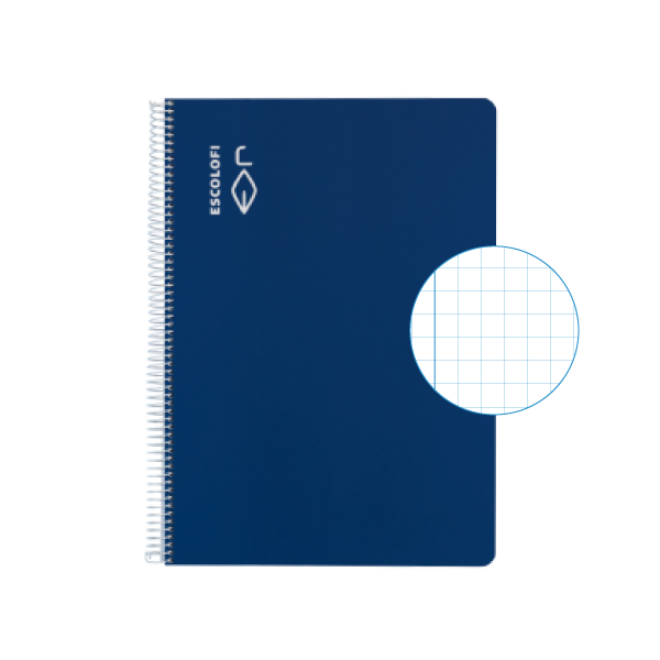 Cuaderno Escolofi f° 50 h. cuadrícula 5x5 margen Azul