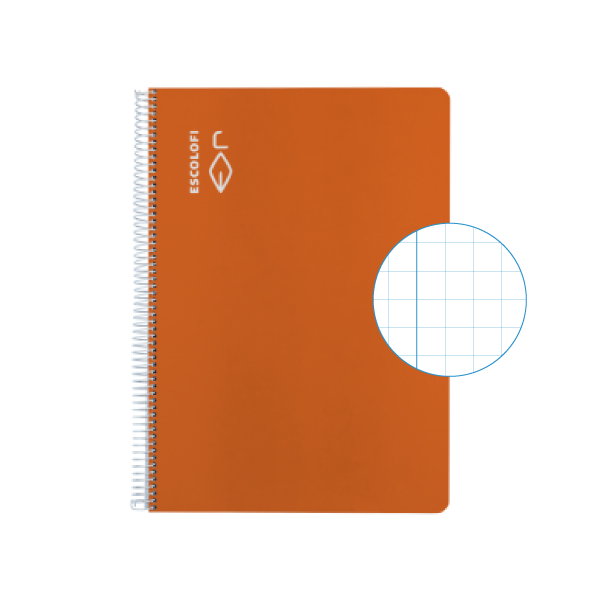 Cuaderno Escolofi f° 50 h. cuadrícula 8x8 margen Naranja