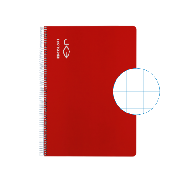 Cuaderno Escolofi f° 50 h. cuadrícula 8x8 margen Rojo