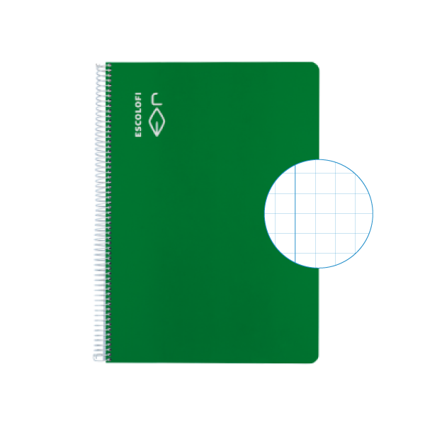 Cuaderno Escolofi f° 50 h. cuadrícula 8x8 margen Verde