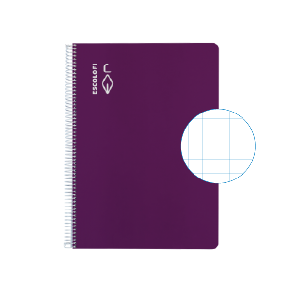 Cuaderno Escolofi f° 50 h. cuadrícula 8x8 margen Violeta
