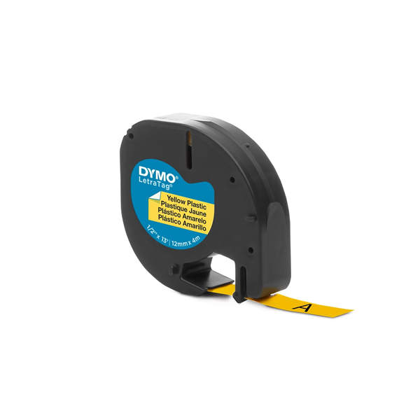 Cinta Letratag plástico 12 mm x 4 m Negro/Amarillo