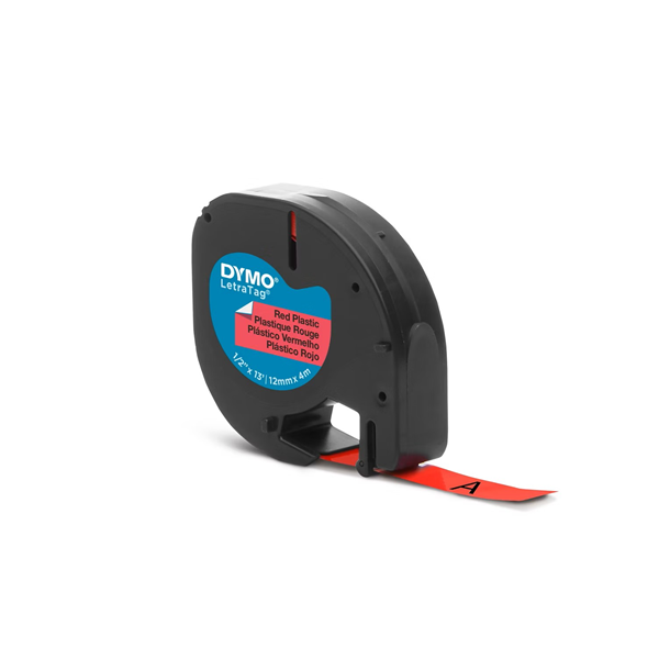 Cinta Letratag plástico 12 mm x 4 m Negro/Rojo