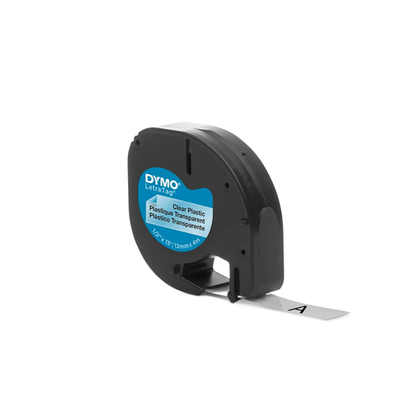 Cinta Letratag plástico 12 mm x 4 m Negro/Plata