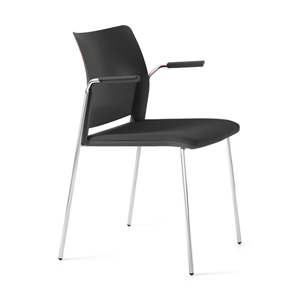 Silla Alpha 605 patas crom. resp. plást. asiento tapiz. Negro