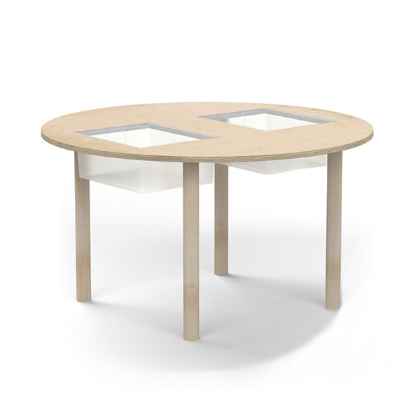 Mesa sens. cubetas Ø110 cm T2 patas Madera/Madera