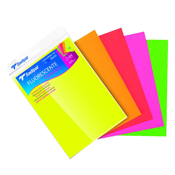 Pack 5 h. cartulina fluorescente Surtido